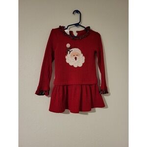 Bonnie‎ Jean Red Santa Appliqué Girls' Dress